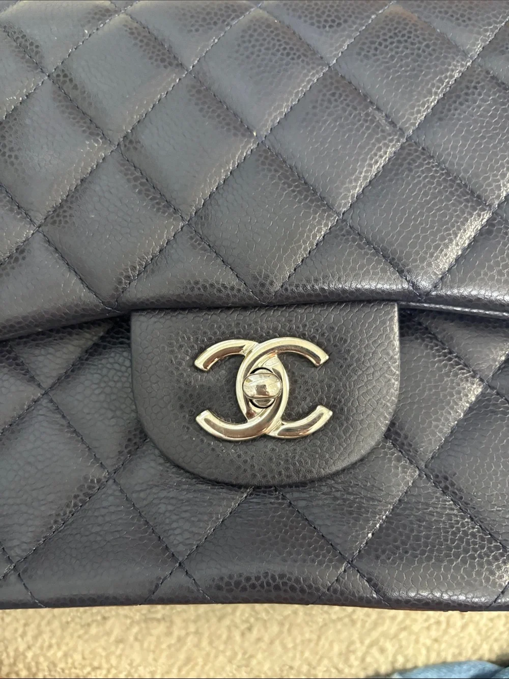 CHANEL Jumbo Navy Double Flap Caviar